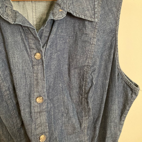 Anne Klein 18W Chambray Sleeveless Button-Down Midi Removable Belt and POCKETS - Picture 5 of 13